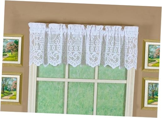  Hopewell Premium Lace Valance 12", 58W x 12L 58"W x 12"L (Pack of 1) White