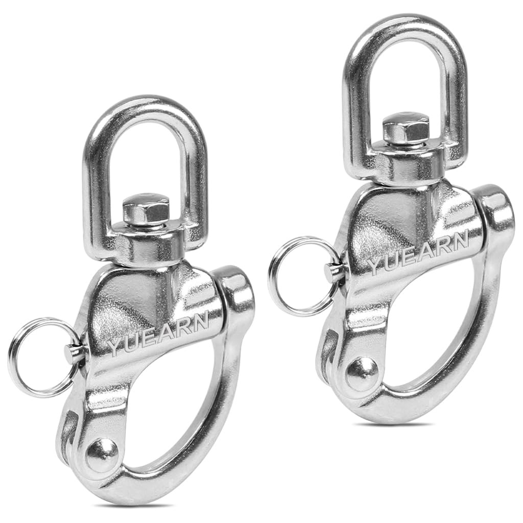 YUEARN 316 Stainless Steel Quick Release Snap Shackle (2-Pack), 2.75" Silver 