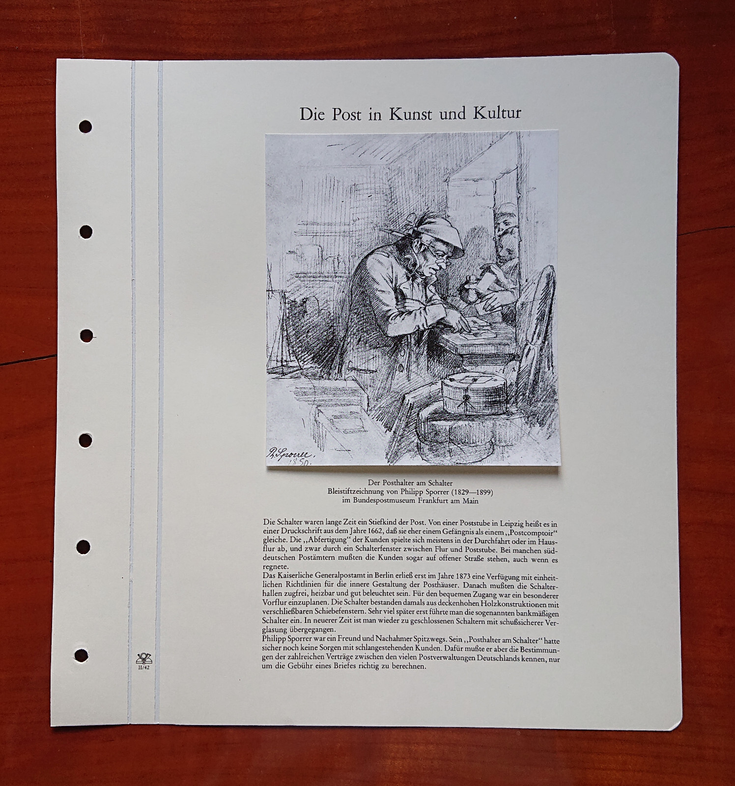 Form sheet The Post Art & Culture Postmaster at the Counter Drawing Sporrer