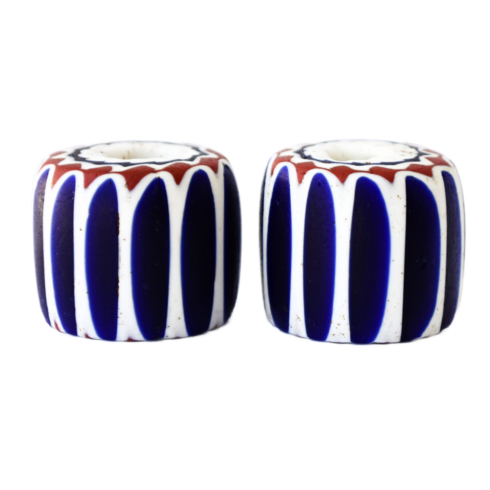 Antique Venetian 6 layers Chevron Glass Beads Lot of 2 African Trade Beads 25mm