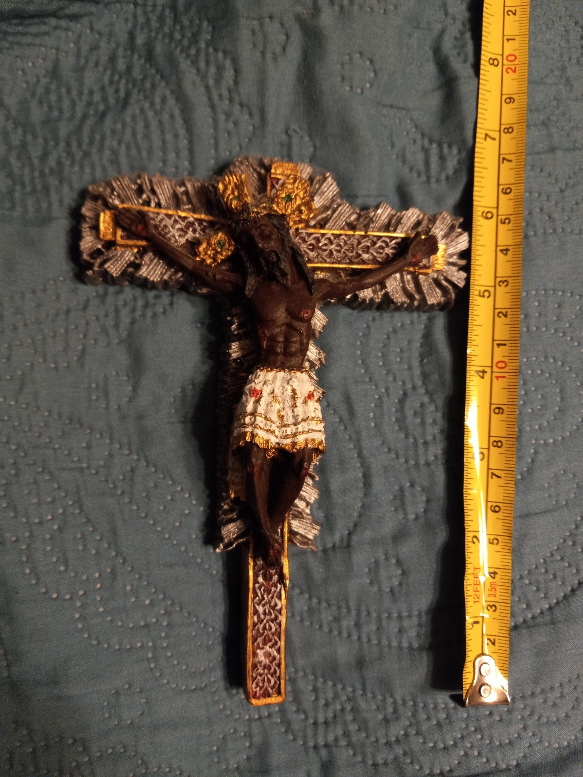 Vintage 6.5" Tall Wall Crucifix – Black Jesus Ornate Cross