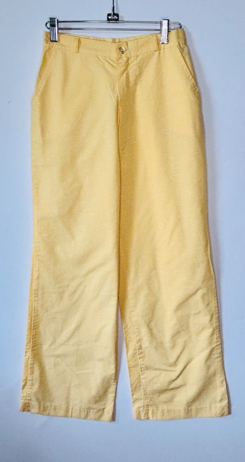 VTG 70'S HIPPY BOHO HANDMADE WIDE LEG BELL BOTTOM YELLOW&WHITE TEXTURES PANTS*XS