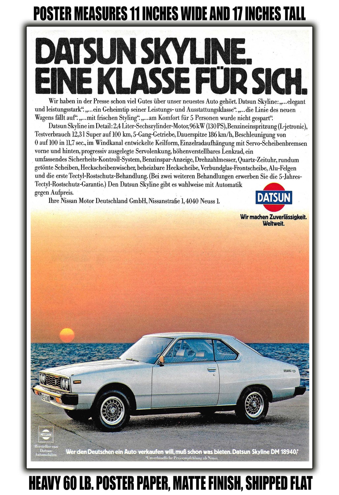 1979 Datsun Skyline - A Class of Its Own - 11x17 Poster