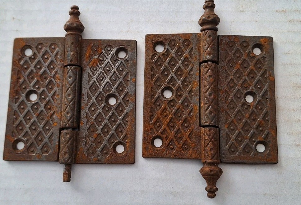 Vintage Cast Iron National Door Hinges Steeple #5