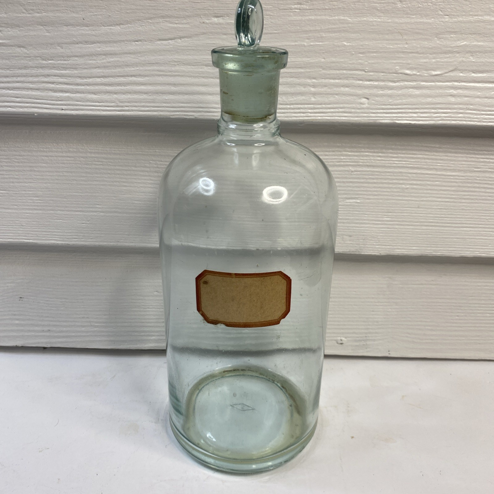 Vtg Atq Apothecary Illinois Glass Co Blue Bottle w/ Stopper Early 1900s 13"