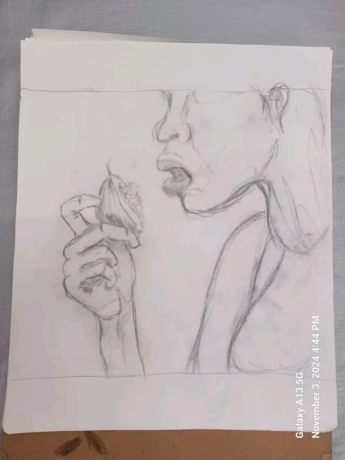 ORIGINAL Pencil Or Charcoal Sketches portrait African Lady 17 X 13