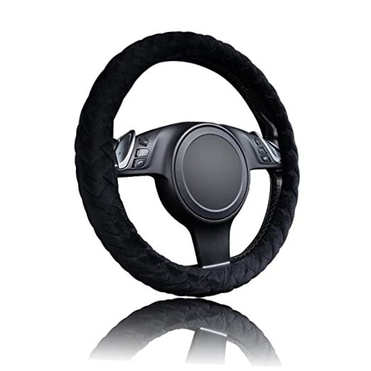  car Steering Wheel Cover Soft Velvet Warm Universal Standard (14.50-15") Black
