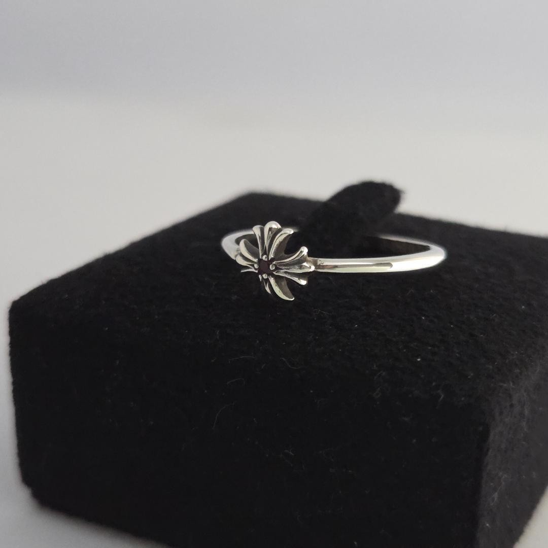 Chrome Hearts CH Plus Bubblegum Ruby Ring Sterling Silver 15.5