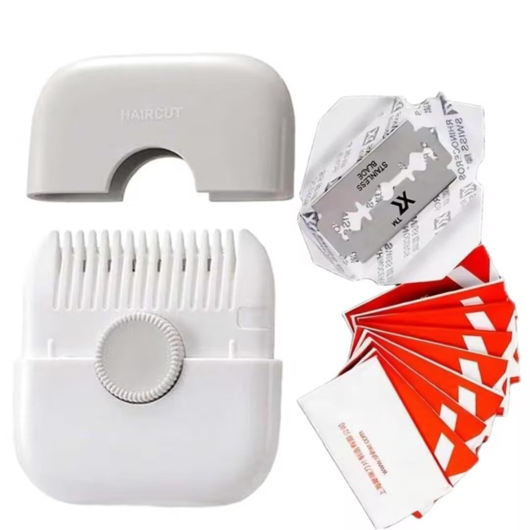 2 in 1 Hair Trimmer with 10 Replacement Blades Razor Comb and Sharp Double Edge