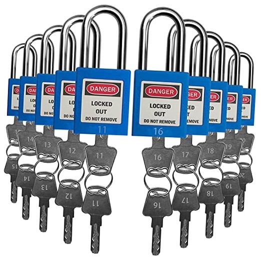  Lockout Tagout Locks, Safety Padlock, Keyed Differently Loto Safety Blue 11-20