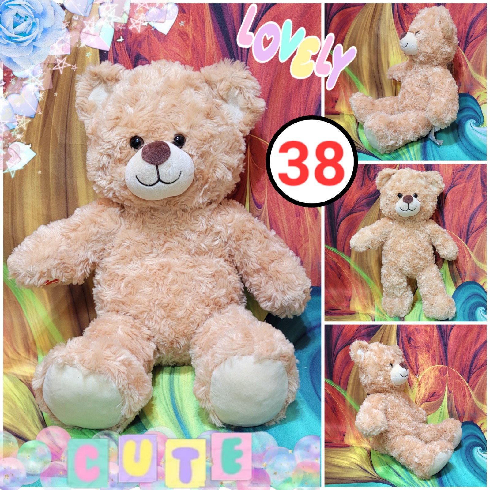 Build a Bear Workshop Light Brown Teddy Swirls Classic 16" Stuffed Plush Toy #38