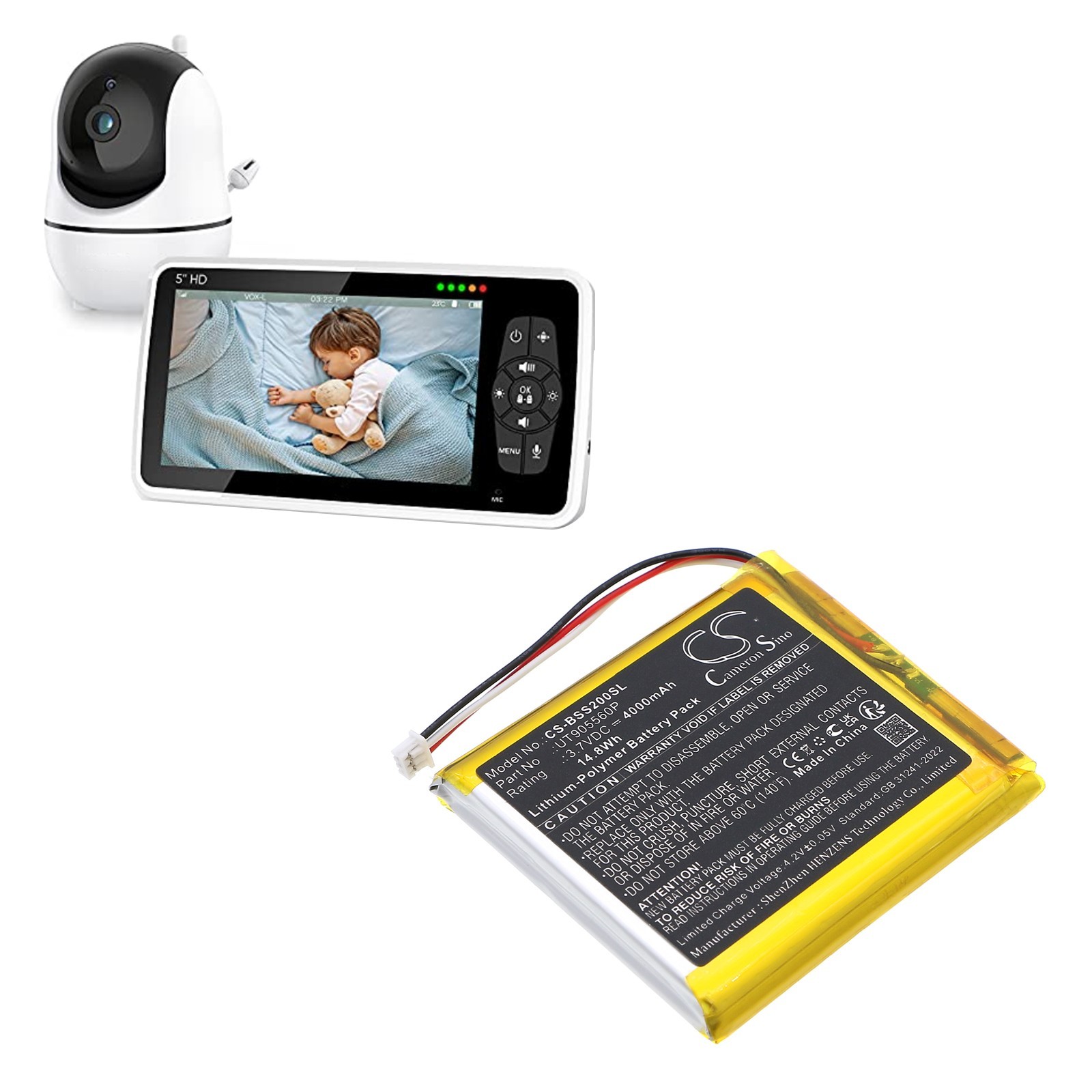 BATTERIE 4000mAh UT905560P For Babysense BBM01 BBM03 Bonoch BBM05