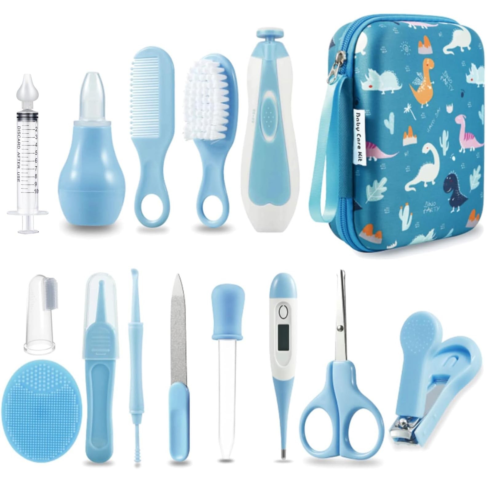 PandaEar Baby Healthcare and Grooming Kit, Nursery Health Care Set, Blue 