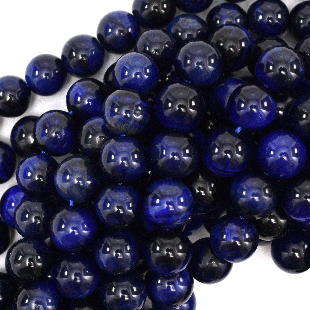 AA Blue Tiger Eye Round Beads Gemstone 15" Strand 4mm 6mm 8mm 10mm 12mm
