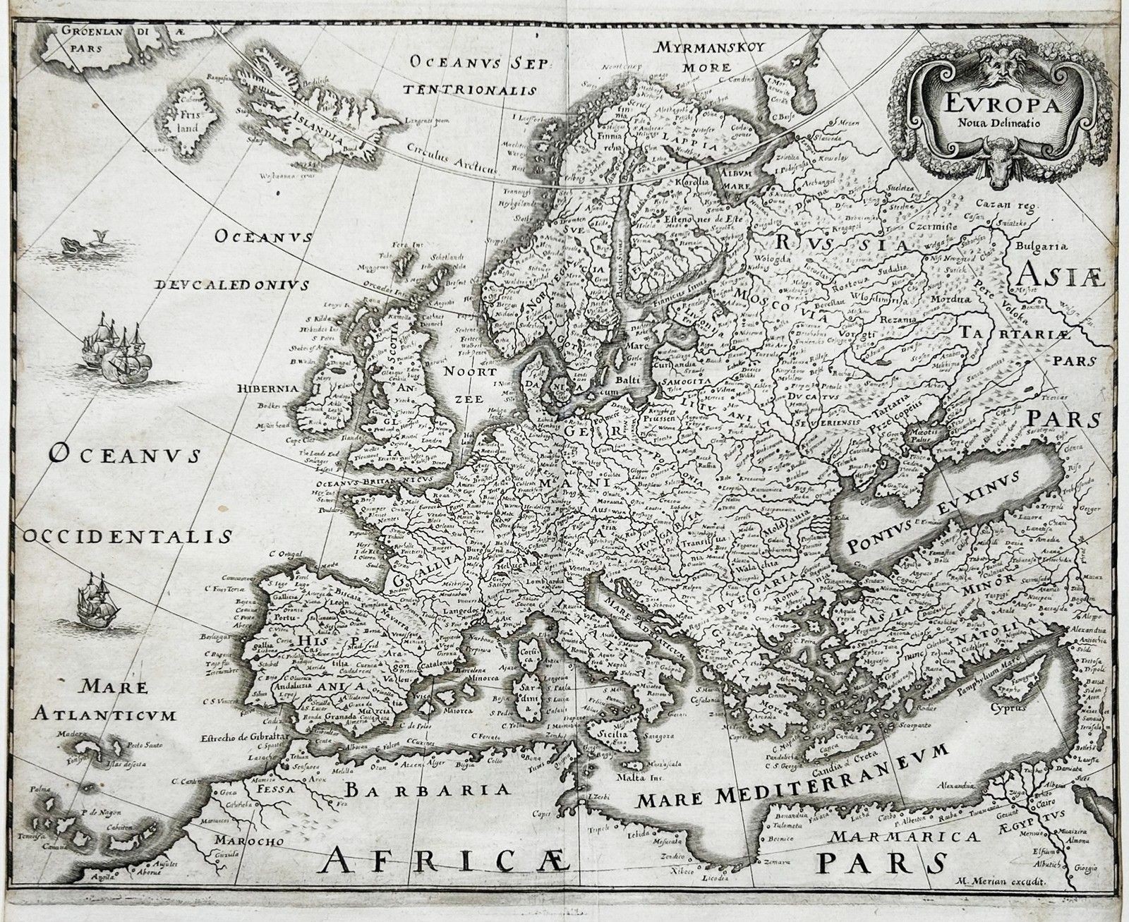 Europa Europe Continent Polska Copperplate Engraving Map Card Merian Engraving
