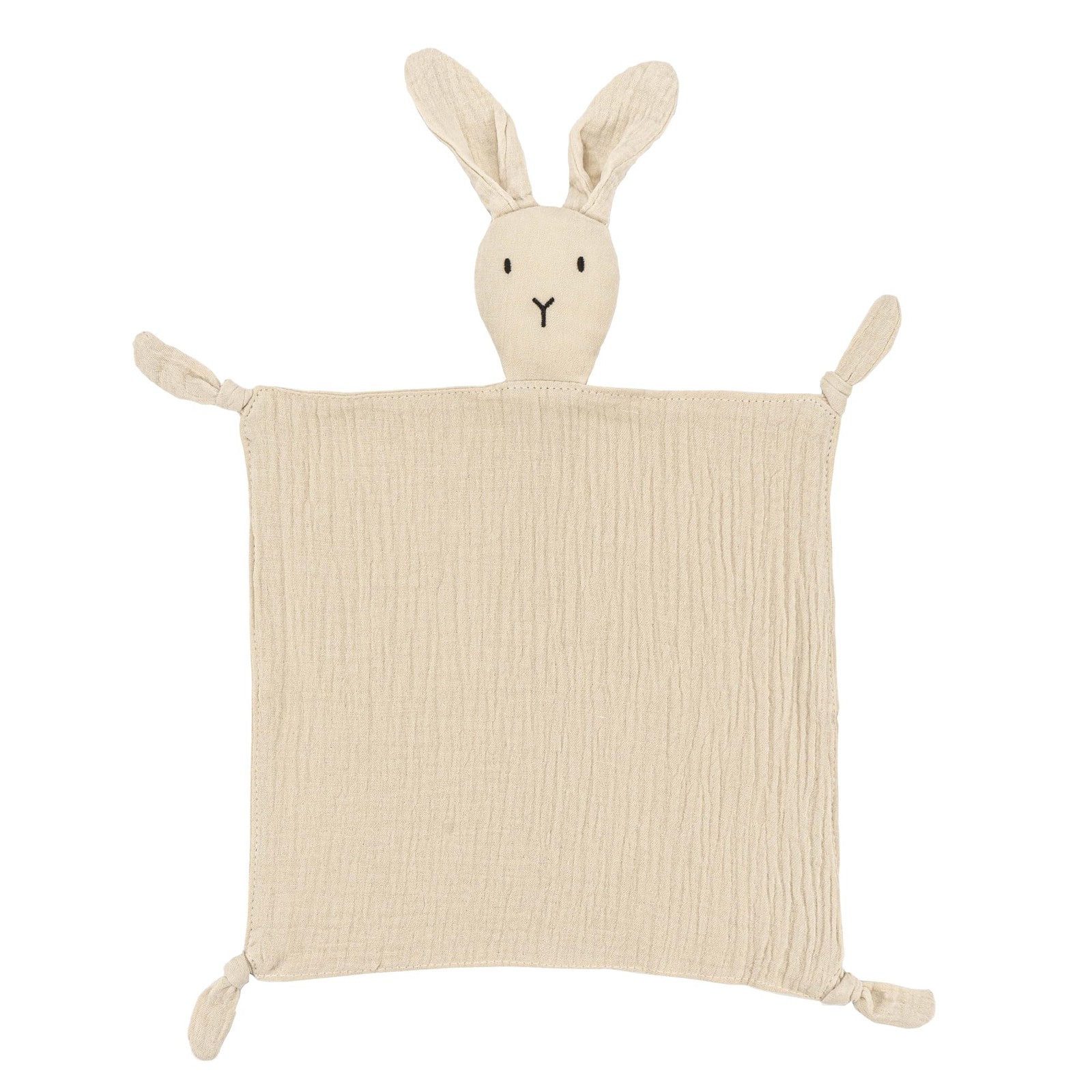 ZIGJOY Bunny Lovey Muslin Cotton Baby Security Blanket Soft Small, Khaki 