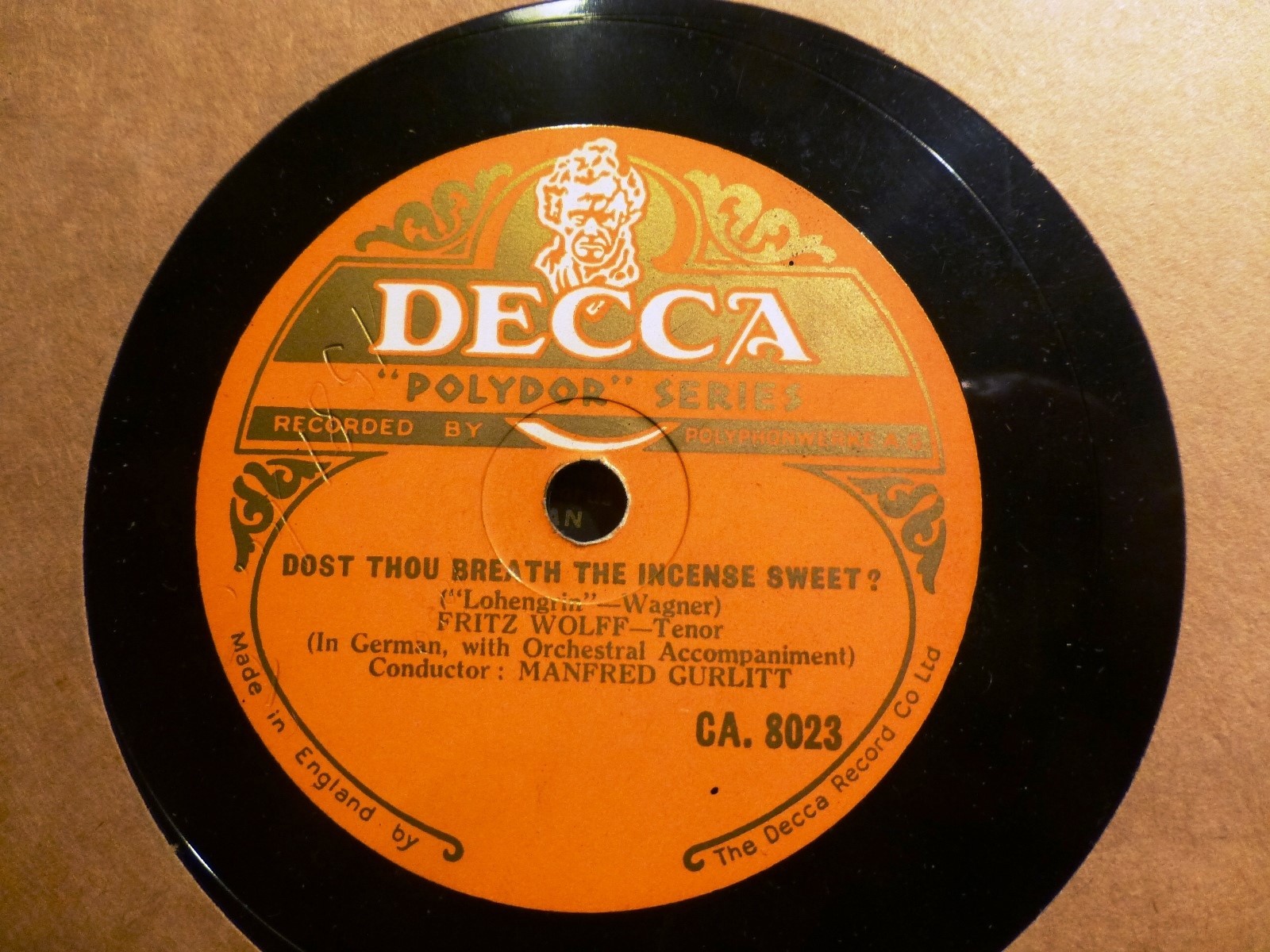 1929 Fritz WOLFF Tenor Lohengrin Atmest du nicht Meistersinger Am stillen Herd x