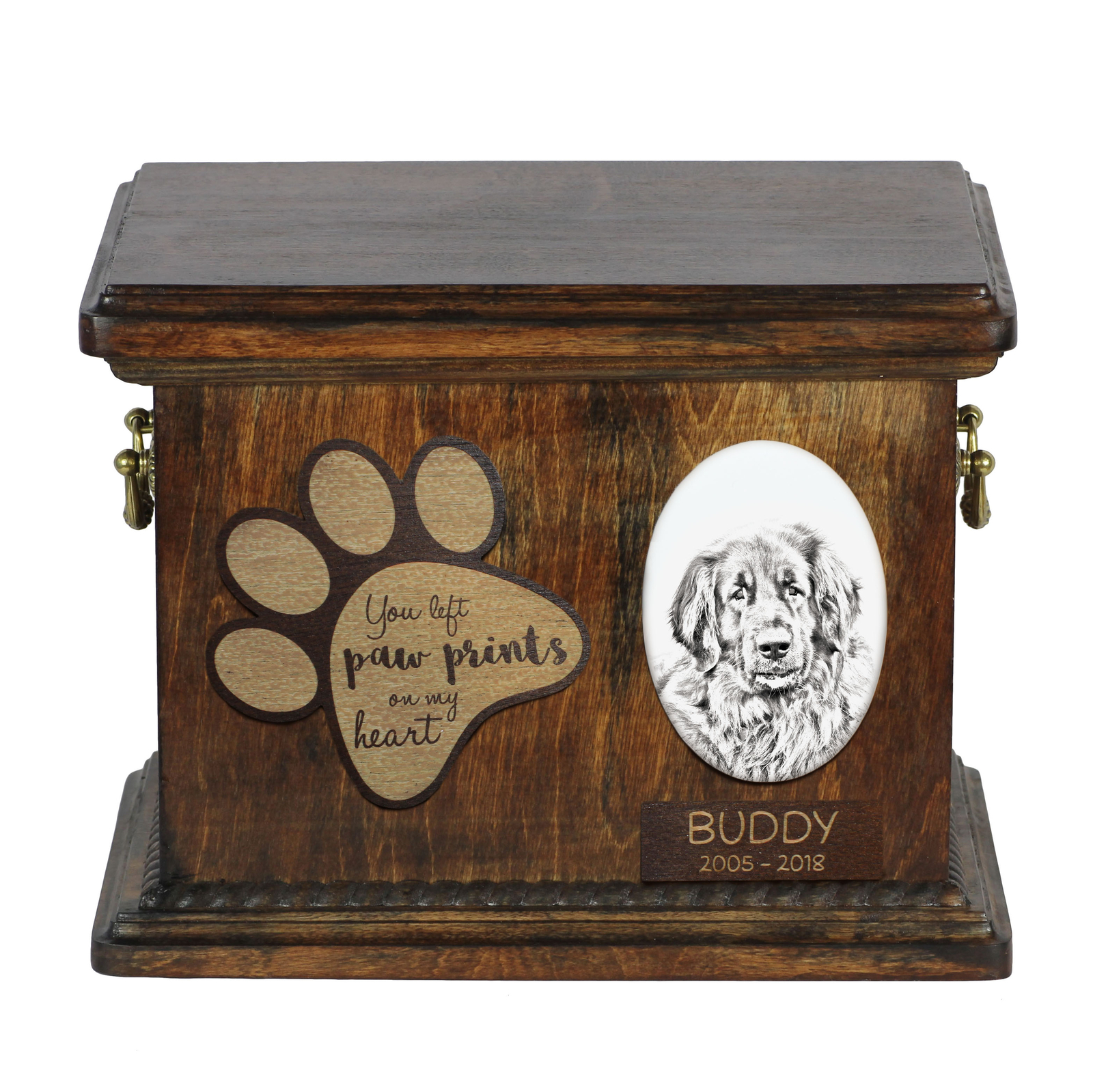 Leonberger Urn With Ceramic Plate Art-Dog
