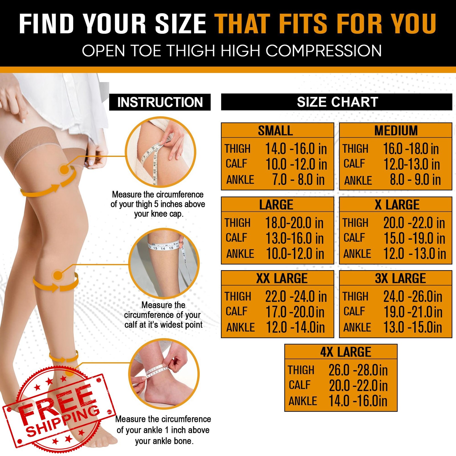 Doc Miller Thigh High 15-20mmHg Open Toe Compression Socks