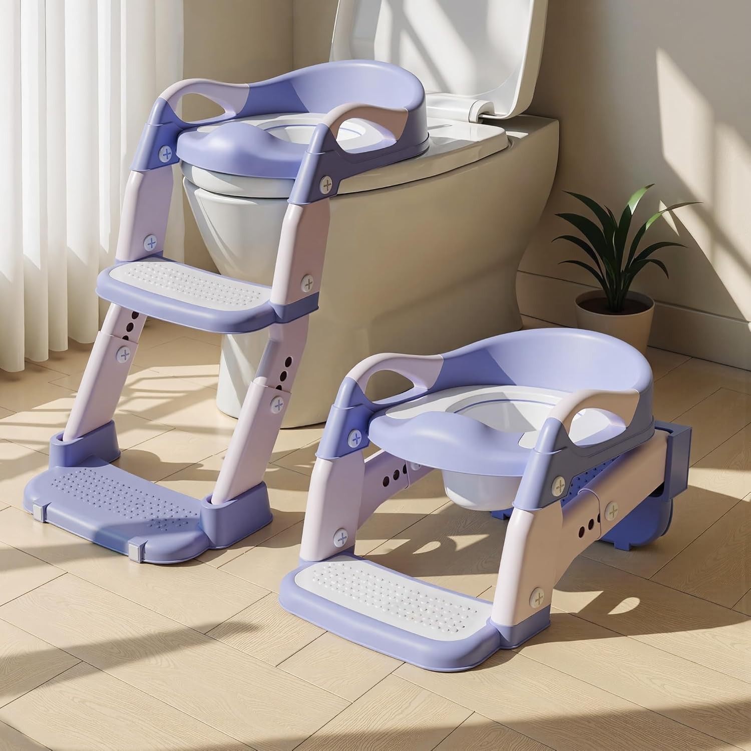 3-in-1 Potty Training Seat & Training Toilet & Potty Chair, Height Adjustable To