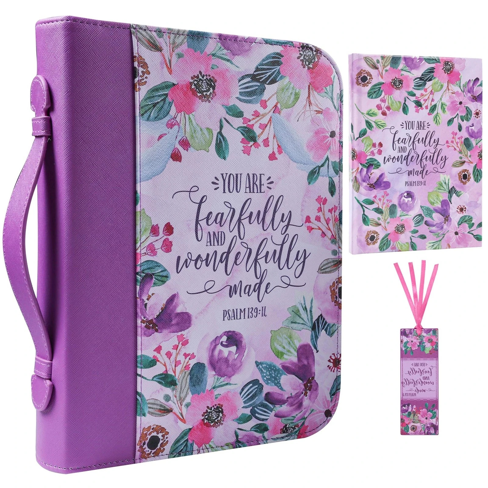 Bible Cover Case for Women 3pcs Bible Bag Set with Notebook and Bookmark Woma...