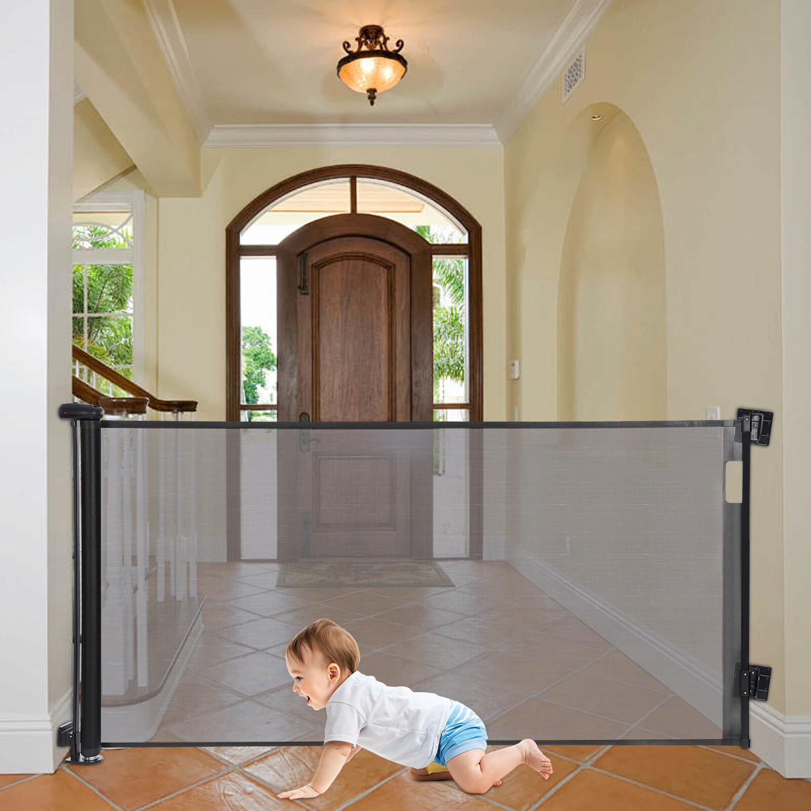 2025 Retractable Gate Extra Tall Baby Gate Retractable Pet Gate 118*33.85 in