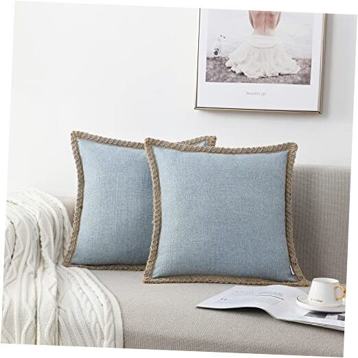 Set of 2 Farmhouse Throw Pillow Covers - 26" x 26" (Pack of 2) Light Blue