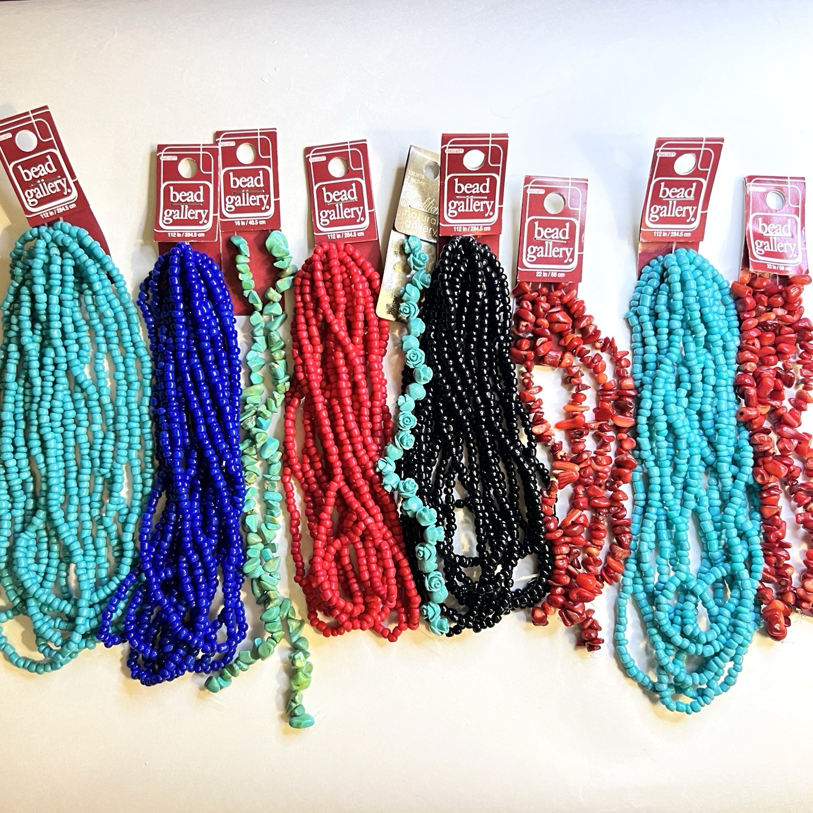 Bead Bulk Lot of 9 Strands Mixed Red Blue Black 1.1 lbs New w/tags Vintage