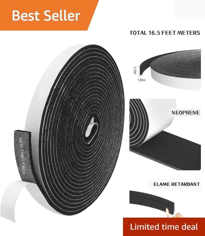 Self-Adhesive Weather Stripping Door Seal - 16.5FT High-Density Foam
