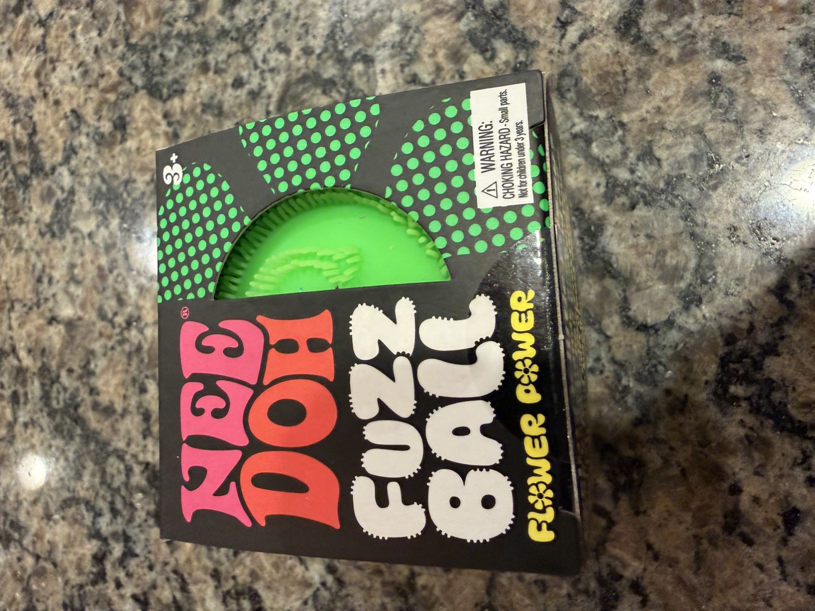 Green Needoh FUZZ BALL Flower Power Nee Doh Squish Stress Ball NEE-DOH Fuzzball