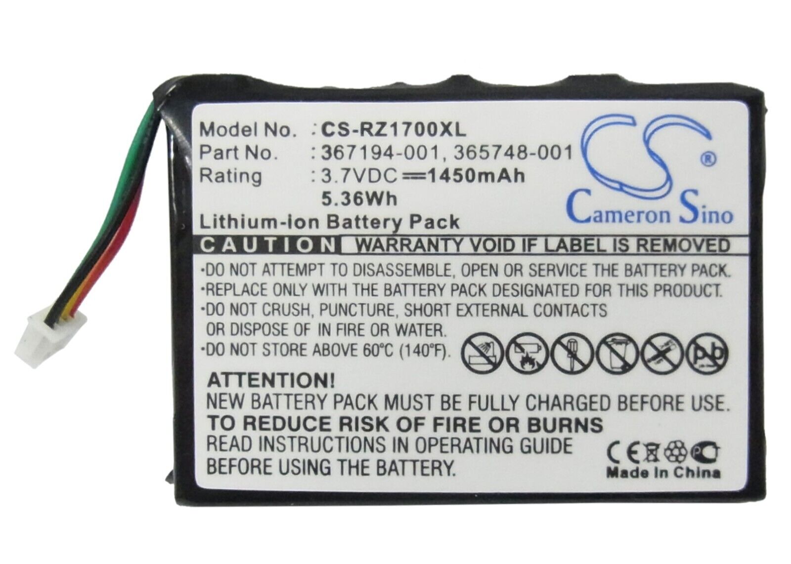 BATTERIE 1450mAh Type 365748-001 367194-001 For HP iPAQ Rz1710, Rz1715, Rz1717