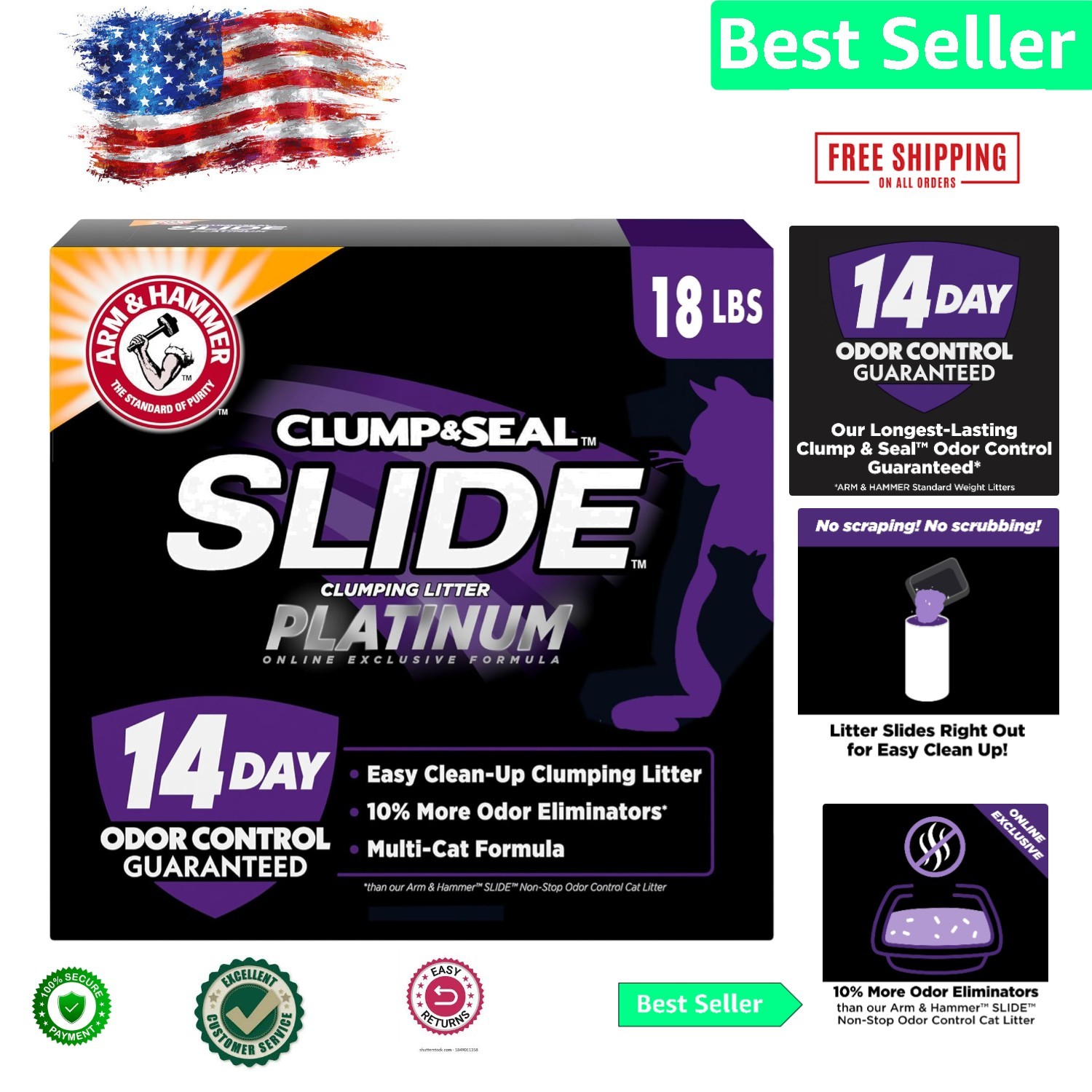 Dust-Free 18lbs SLIDE Platinum Clumping Cat Litter - Fresh Scent & Odor Control