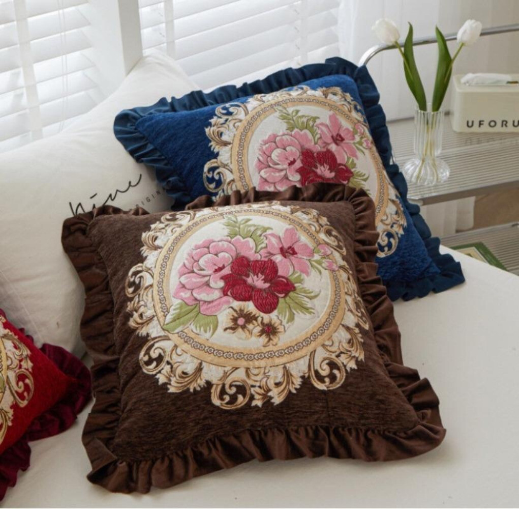 Throw Pillow Case Cushion Cover Pillowcase Floral Ruffle Sofa Living Room Decor