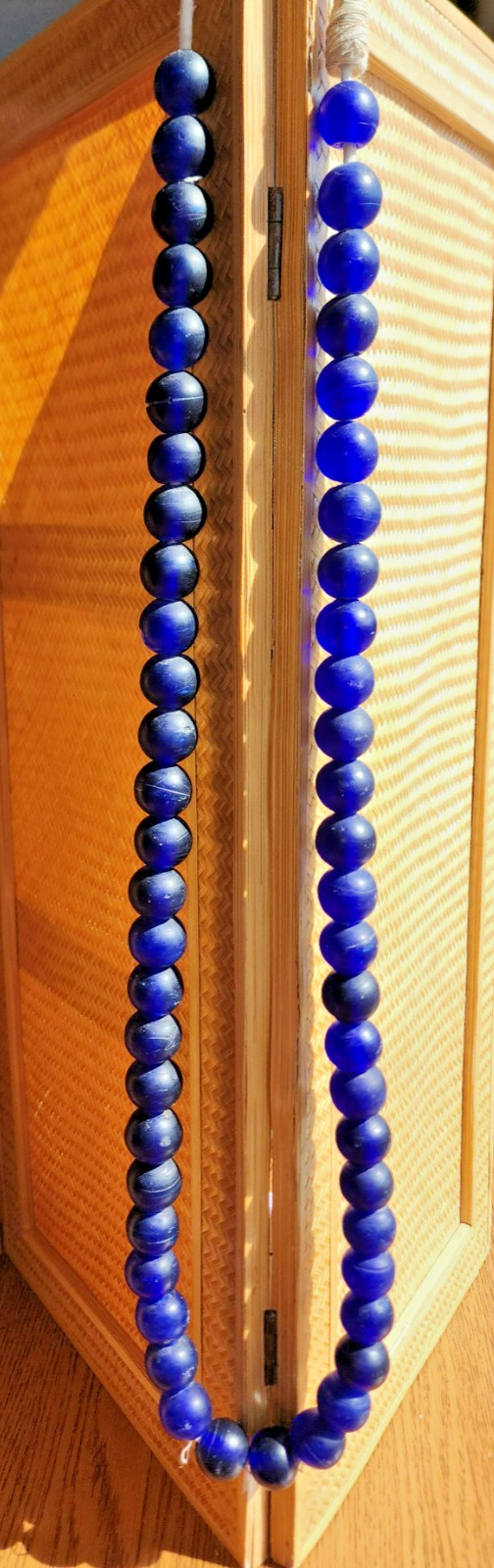 54 100+ Yr Old Dutch Dogon MATCHED Cobalt Trade Beads abt 18mm x 16mm