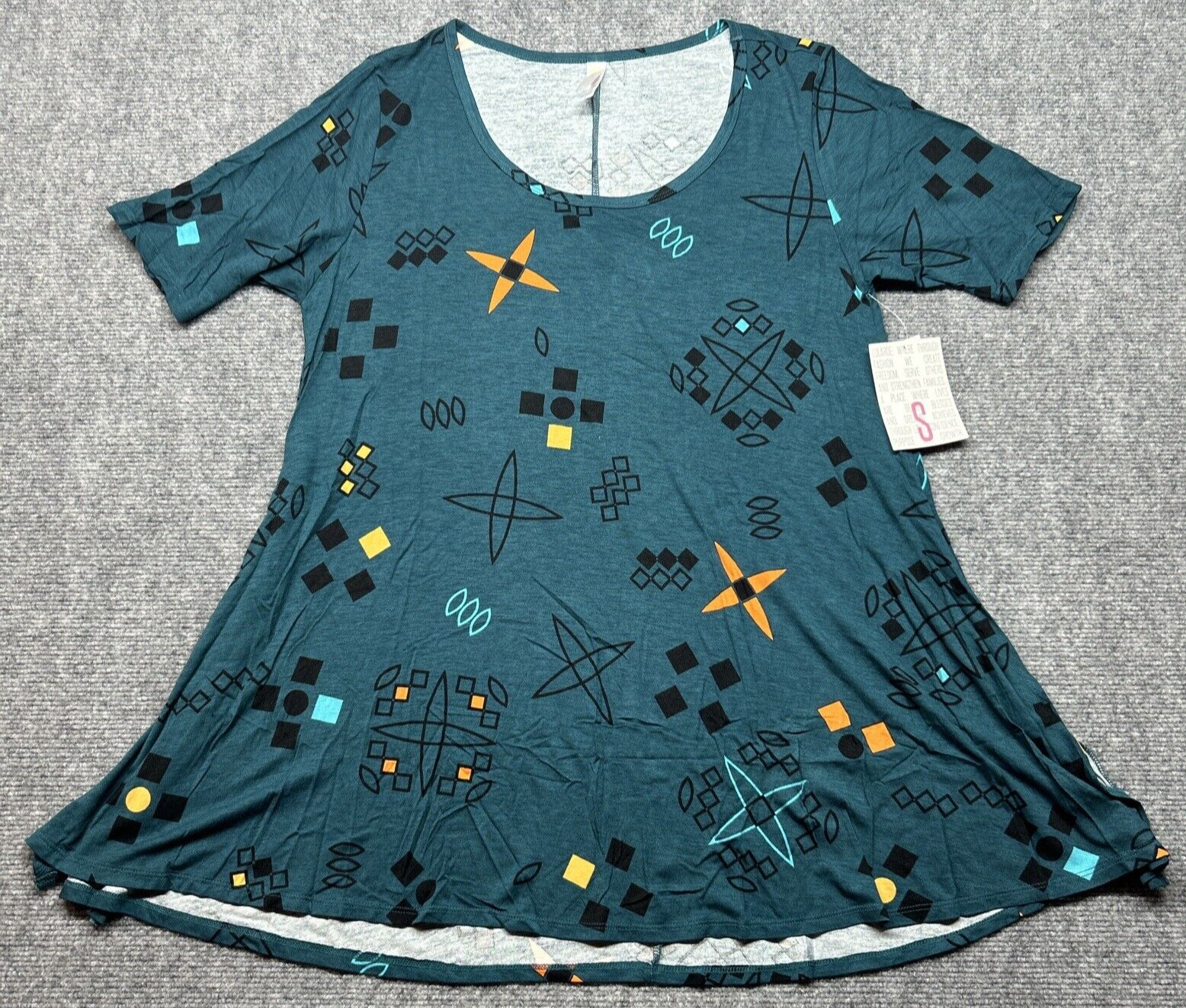 LulaRoe Perfect T-Shirt Womens S Multicolor Geometric Round Neck Short Sleeve