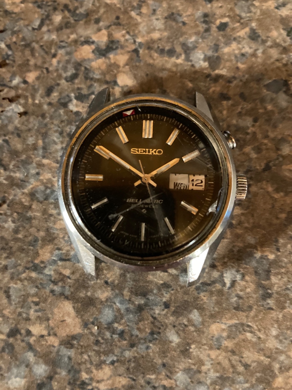 Seiko 4006 7011 Bell Matic Auto 27 Jewels Black Dial 16cm Wrist Watch Japan