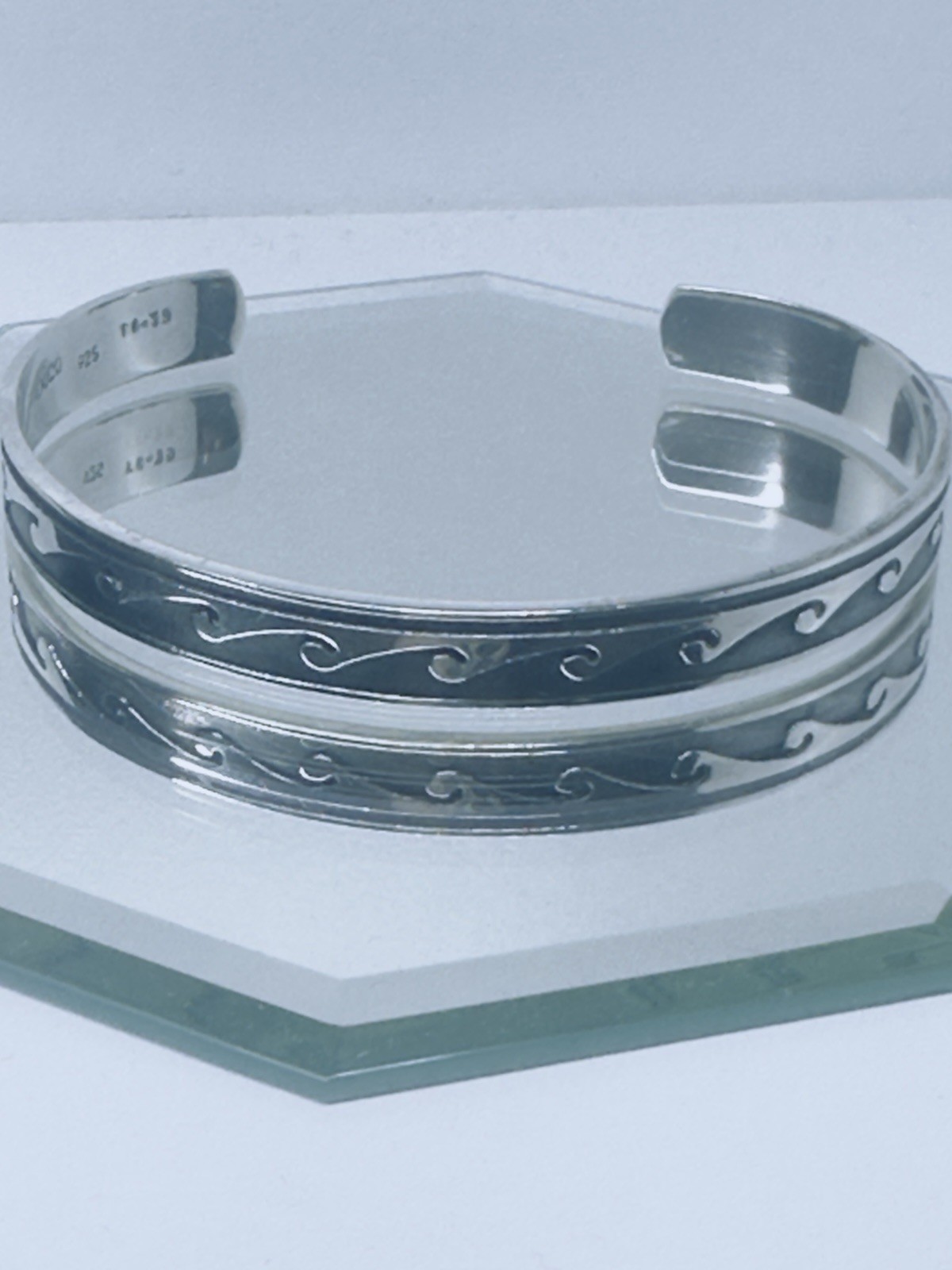 Sterling Silver Wave Cuff Bracelet  6"