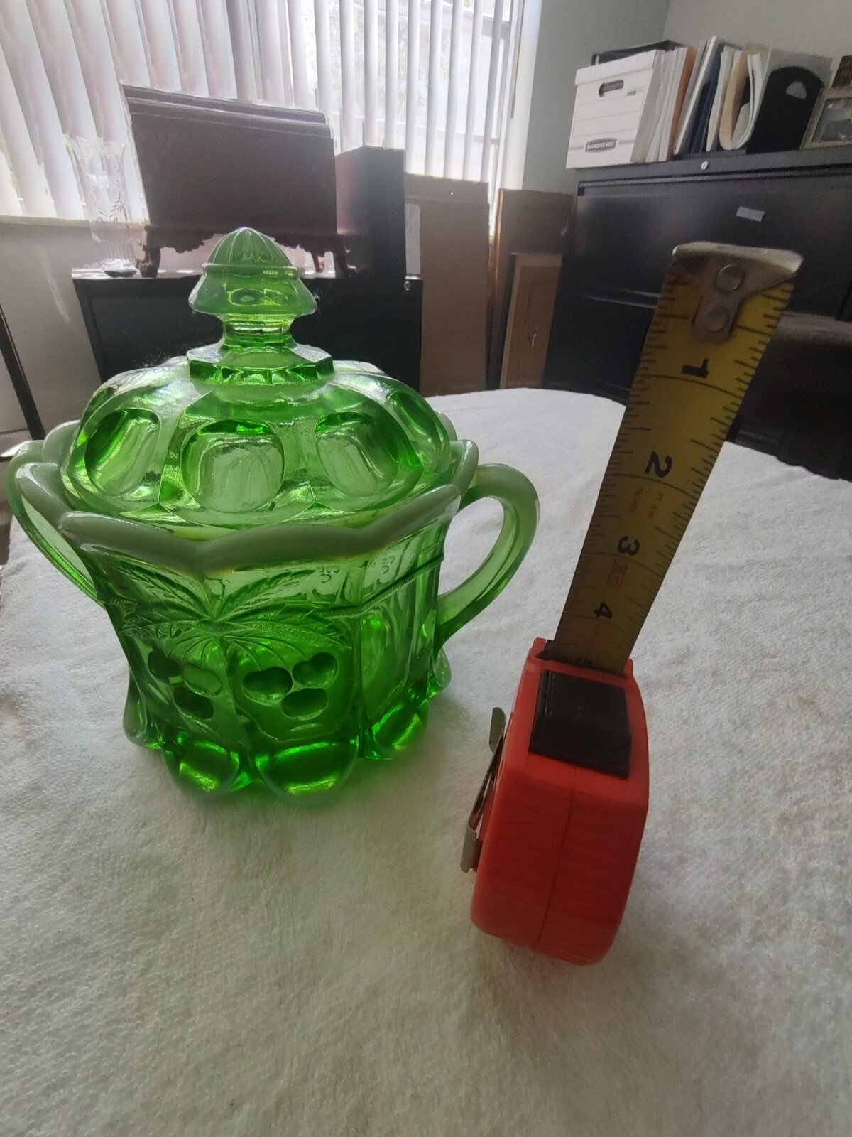 Green Glass Candy Or Nut Jar