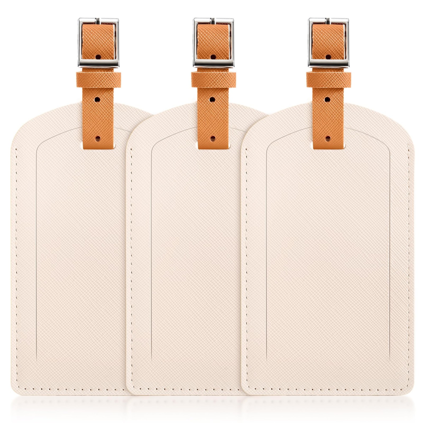 3 Pack Luggage Tags for Suitcases, TSA 4.49 x 2.7 inches, Ivory & Brown 