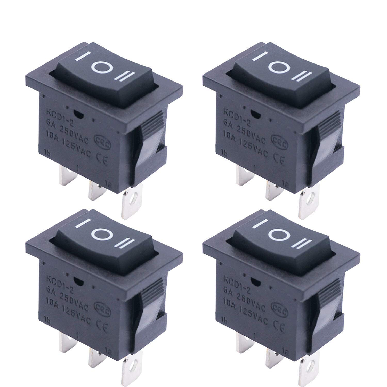 4Pcs Square Momentary Rocker Switch (ON)-Off-(ON) SPDT 3 Pin 3 Posit