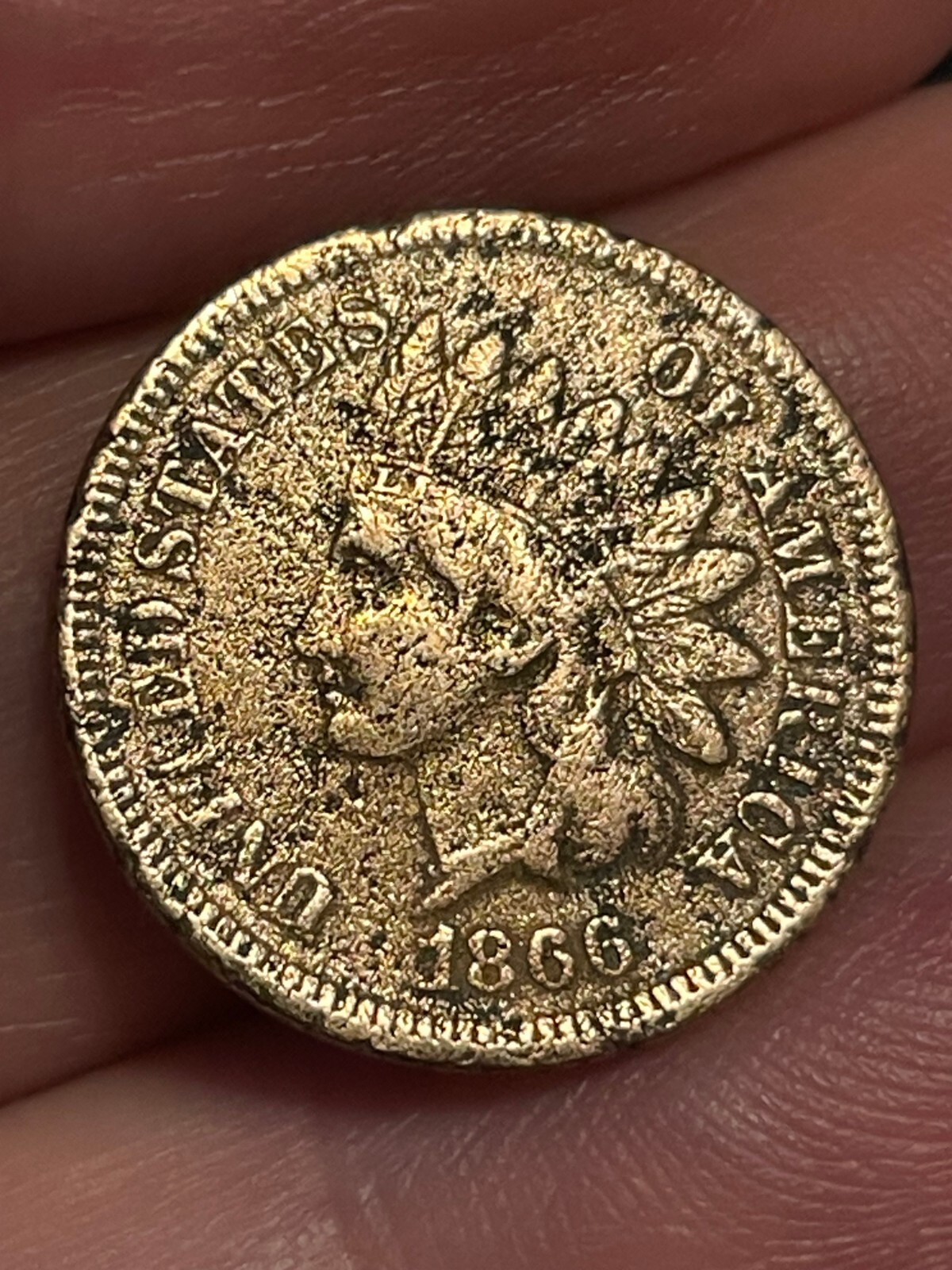 1866 Indian Head One Cent Penny- Fine Details, Partial LIBERTY