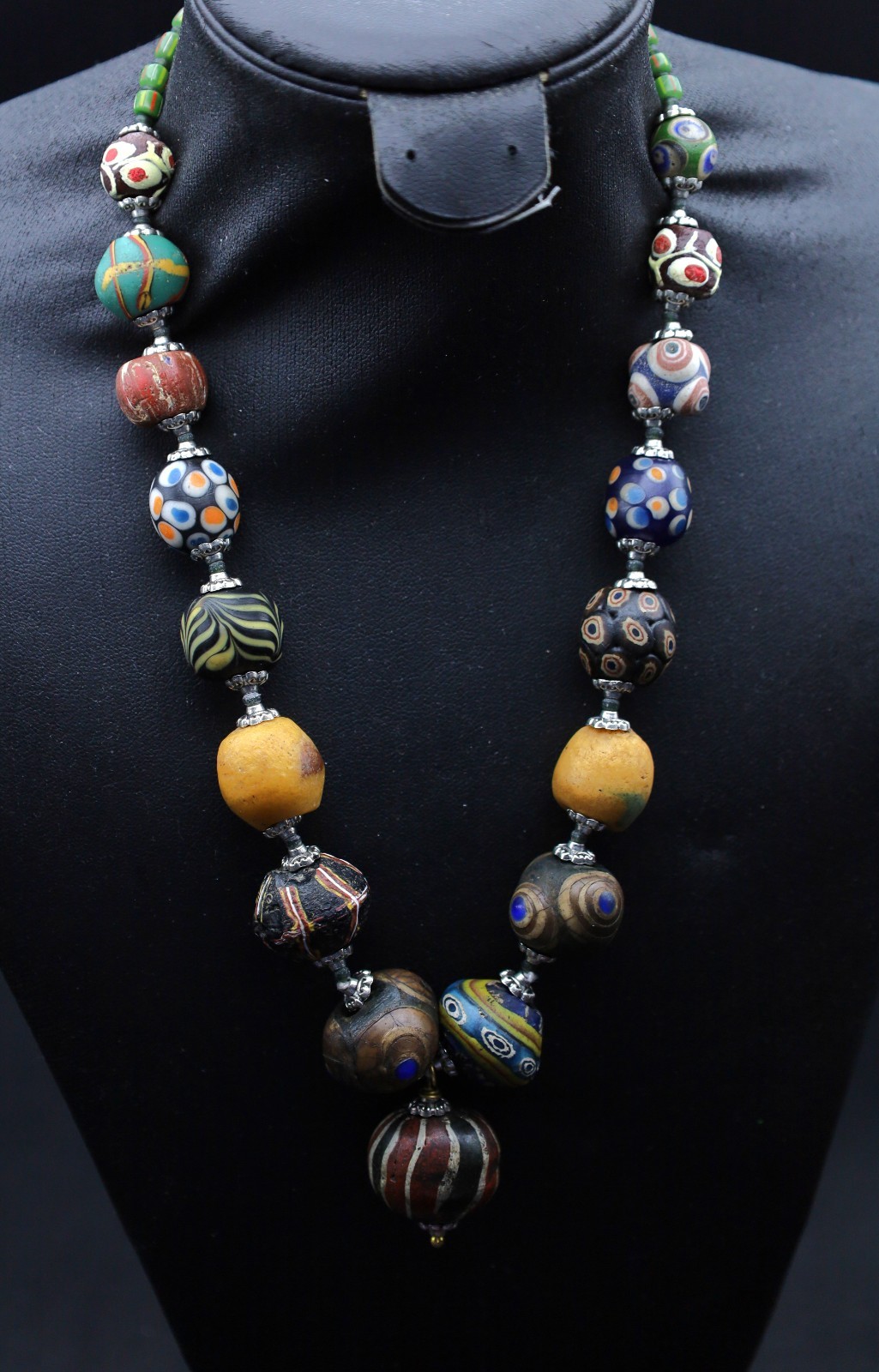 Genuine Ancient Roman Mosaic Gabri Glass Bead Necklace Circa 1st-2nd Century AD