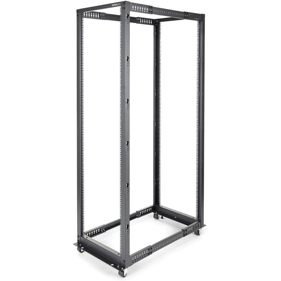 StarTech 4-Post 42U Mobile Open Frame Server Rack, 19" Network Rack with Wheels