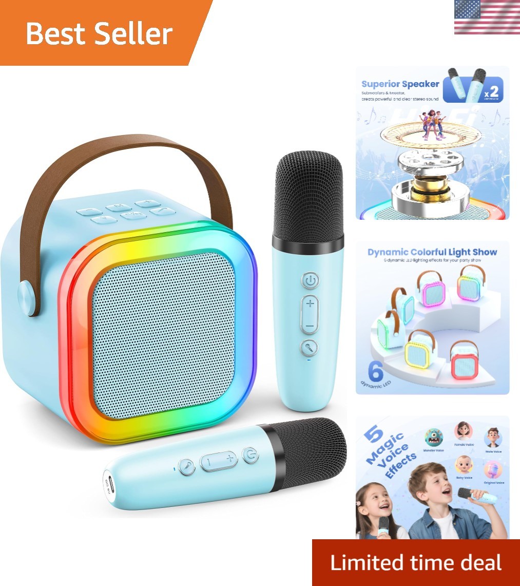 Mini Karaoke Machine for Kids Adults, Portable Bluetooth Speaker with 2 Wirel...