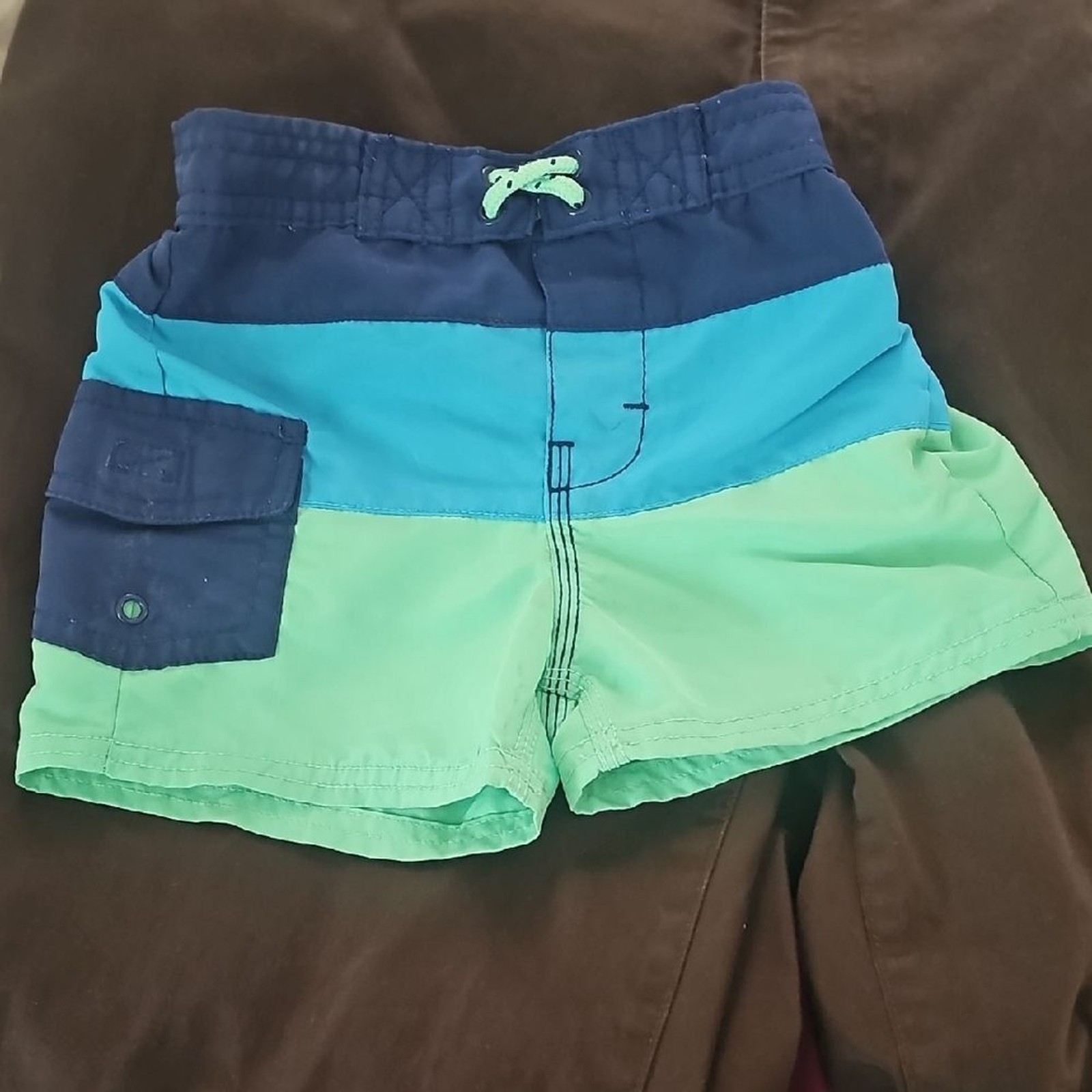OshKosh B'gosh Blue and Green Kids Swim Trunks Size 24 Months