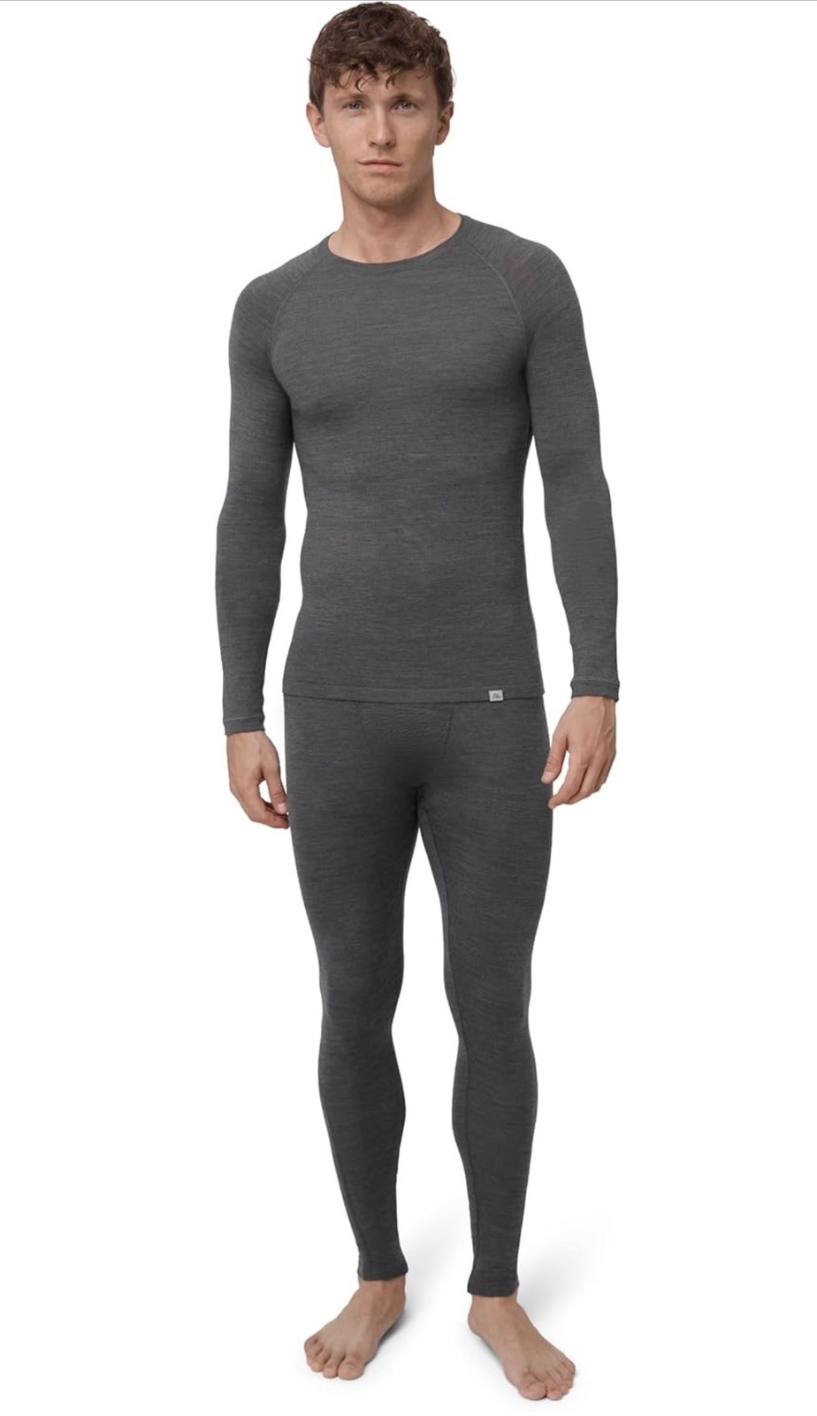 DANISH ENDURANCE Merino Wool Base Layer Men, Thermal Set Grey L