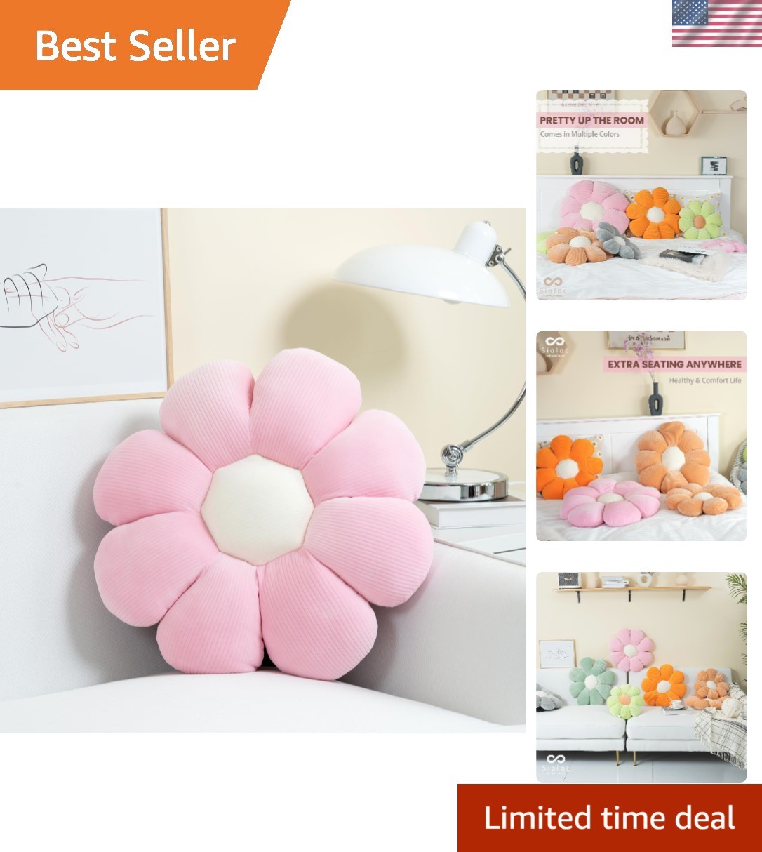 15.7'' Flower-Shaped Throw Pillow - Plush & Decorative Seating Cushion