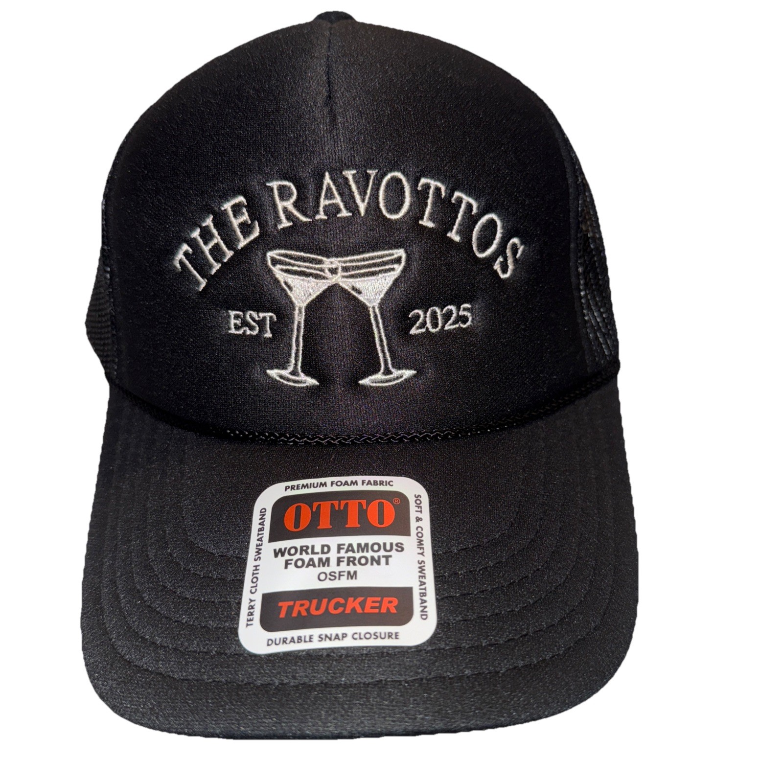 The Ravottos Est 2 Glasses 2025 Black Foam Mesh  Trucker Hat Unbranded