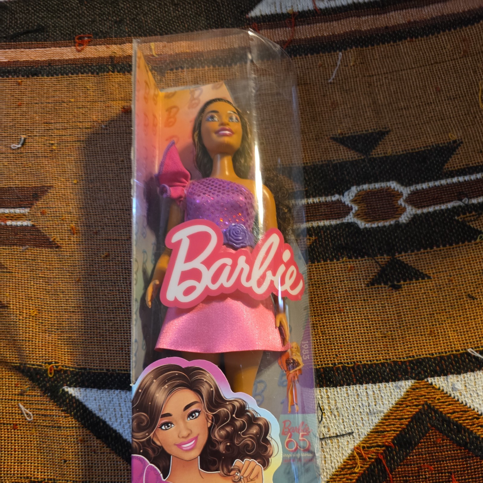 Barbie Fashionista 225 Curvy Brown Hair Pink Dress NEW