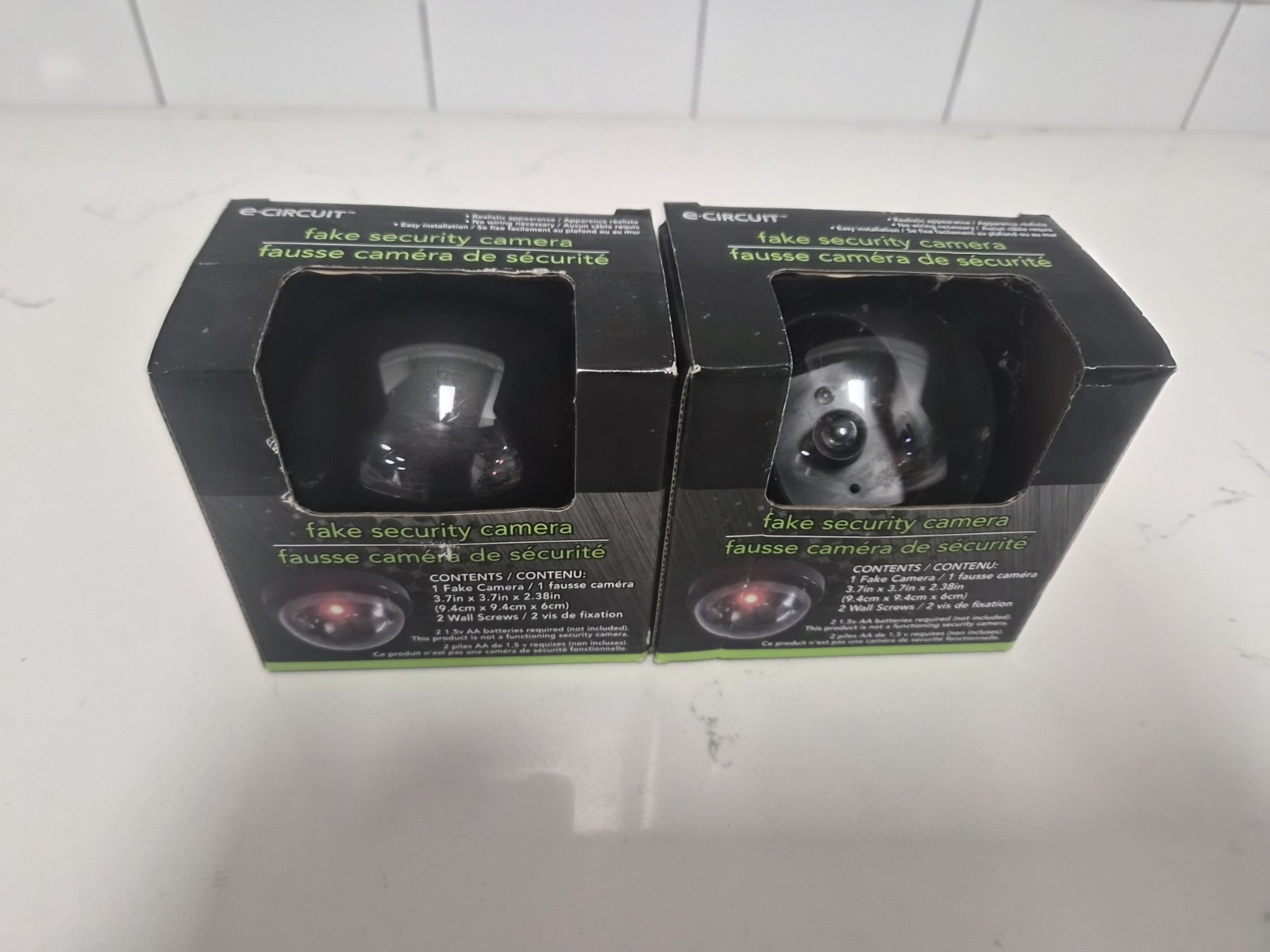 2 Pack Fake Dome Security Camera Blinking LEDs Light CCTV Surveillance